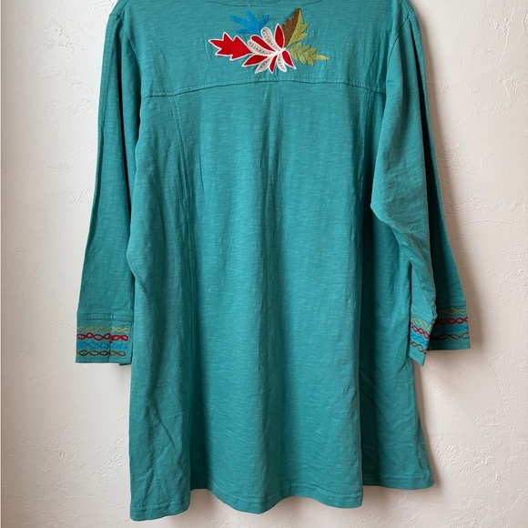 Parsley & Sage Teal Embroidered Tunic NWT Size XL 100% Cotton - Picture 7 of 9